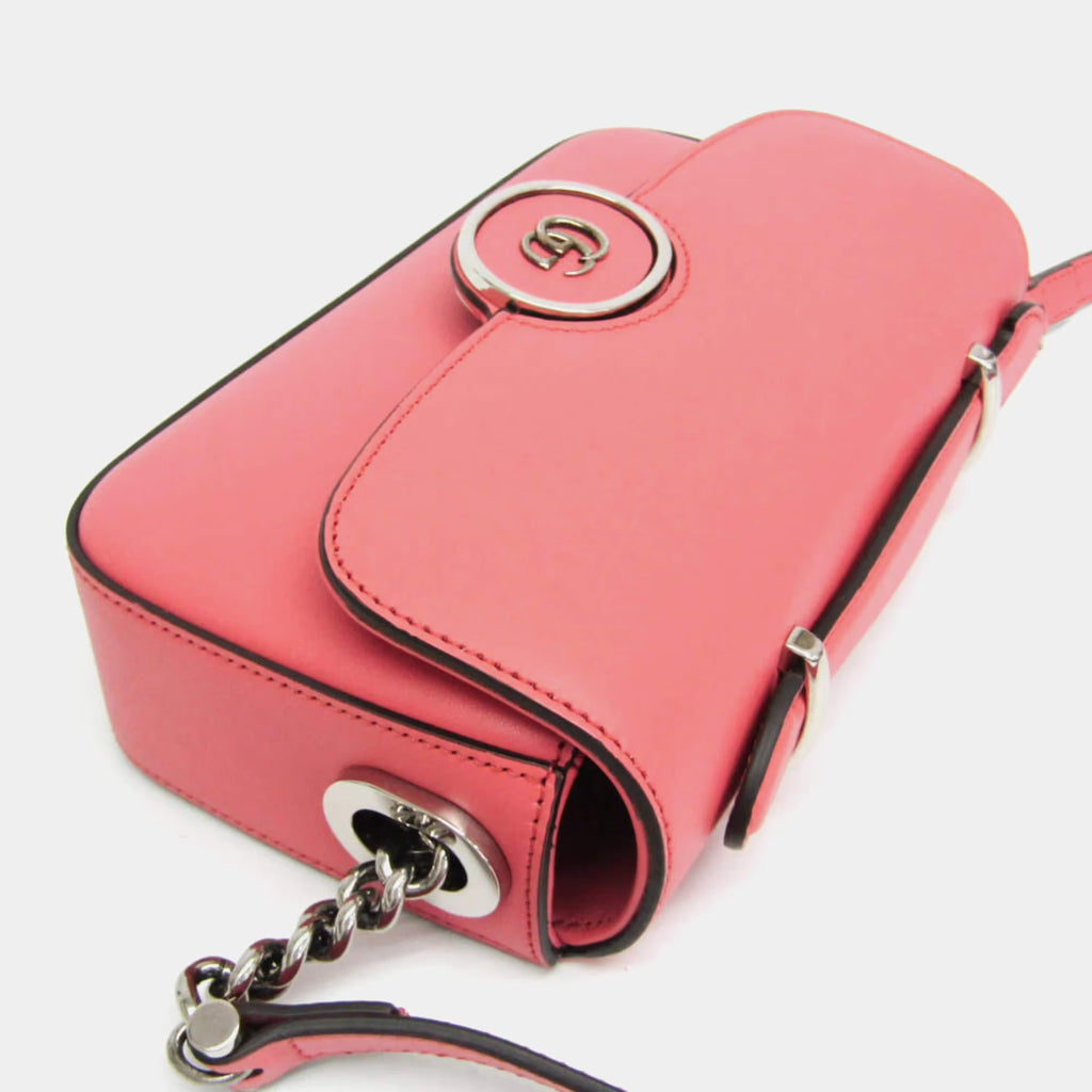 Gucci Double G Leather Shoulder Bag Pink