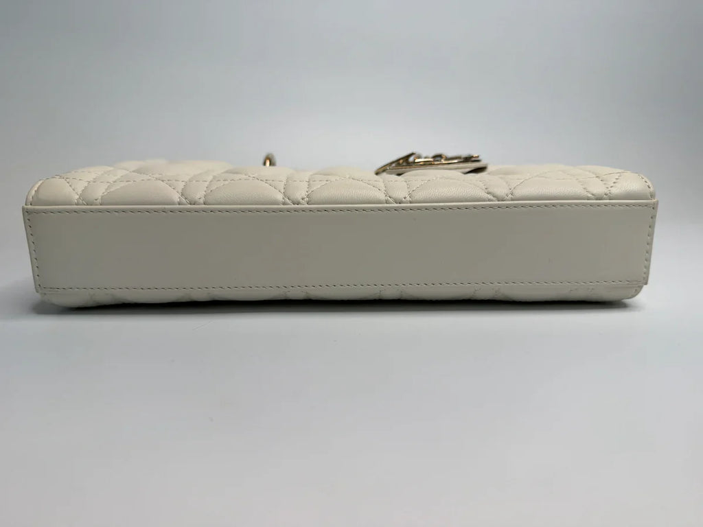 CHRISTIAN DIOR MEDIUM D-JOY BAG IN LATTE WITH PALE GOLD HARDWARE