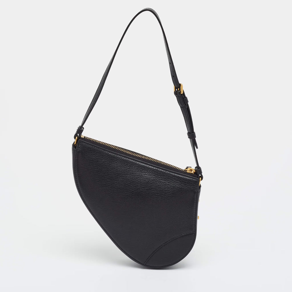 Dior Saddle Rodeo Black Leather Pouch Bag
