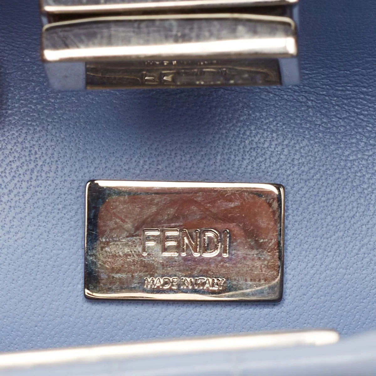 Fendi Light Blue Crocodile Micro Peekaboo Top Handle Bag