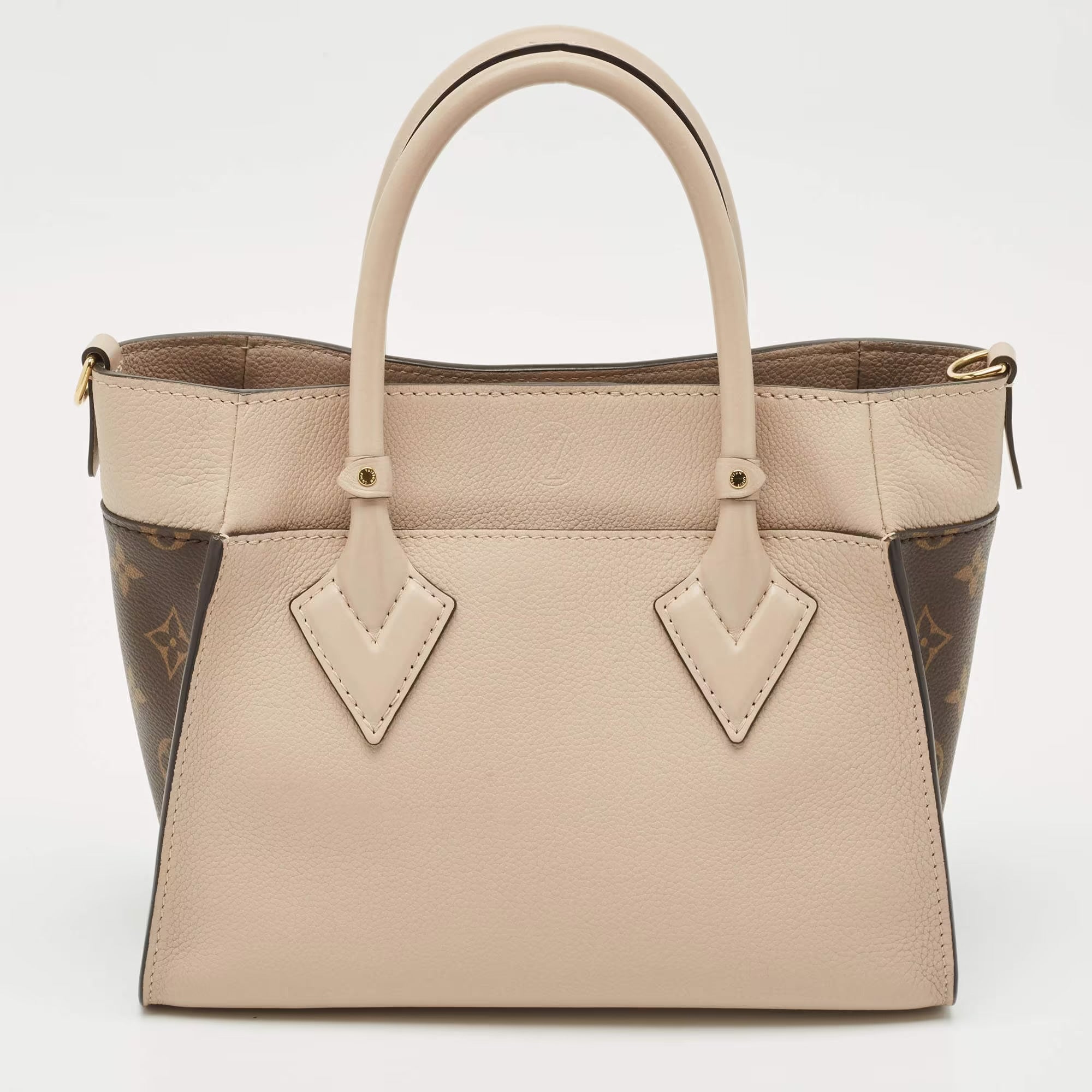 Louis Vuitton On My Side Beige Coated Canvas and Leather Tote Bag