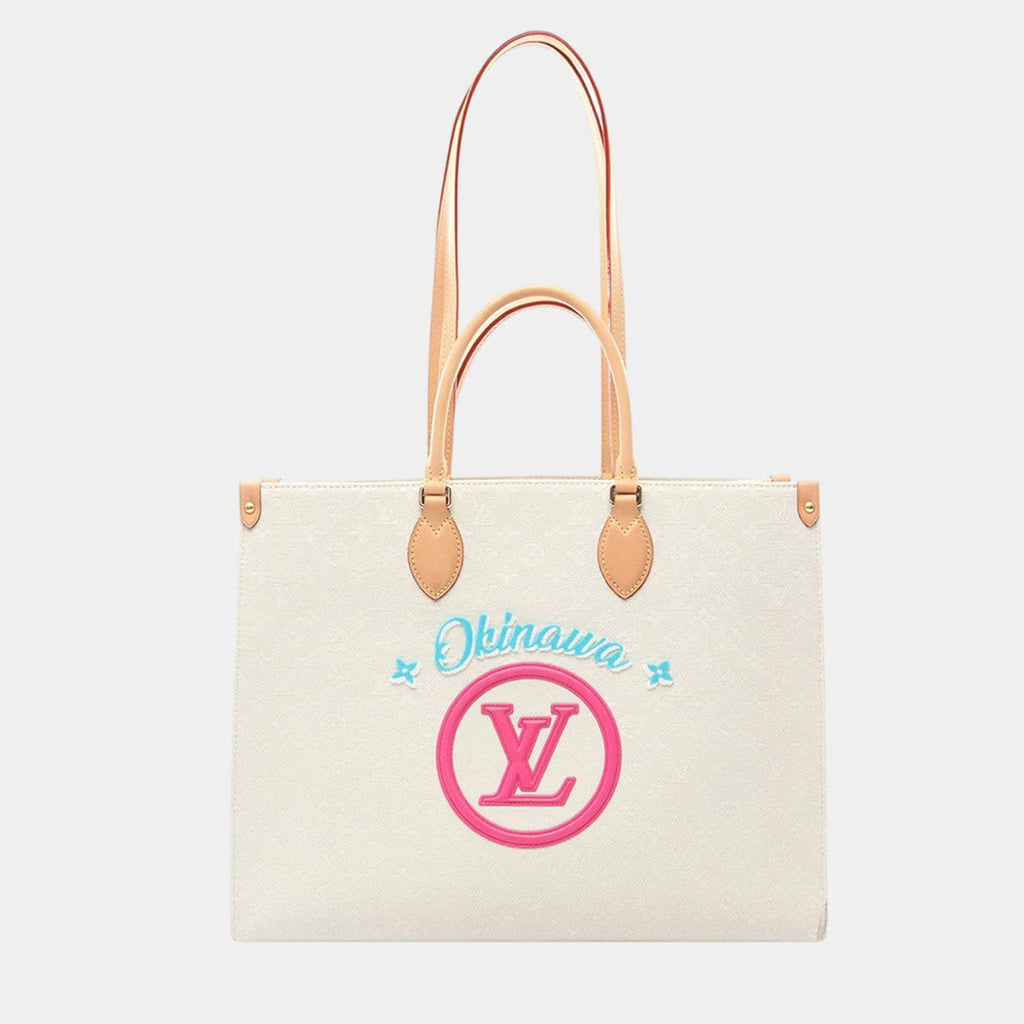 Louis Vuitton OnTheGo GM Okinawa Off-White Monogram Jacquard Canvas Tote Bag