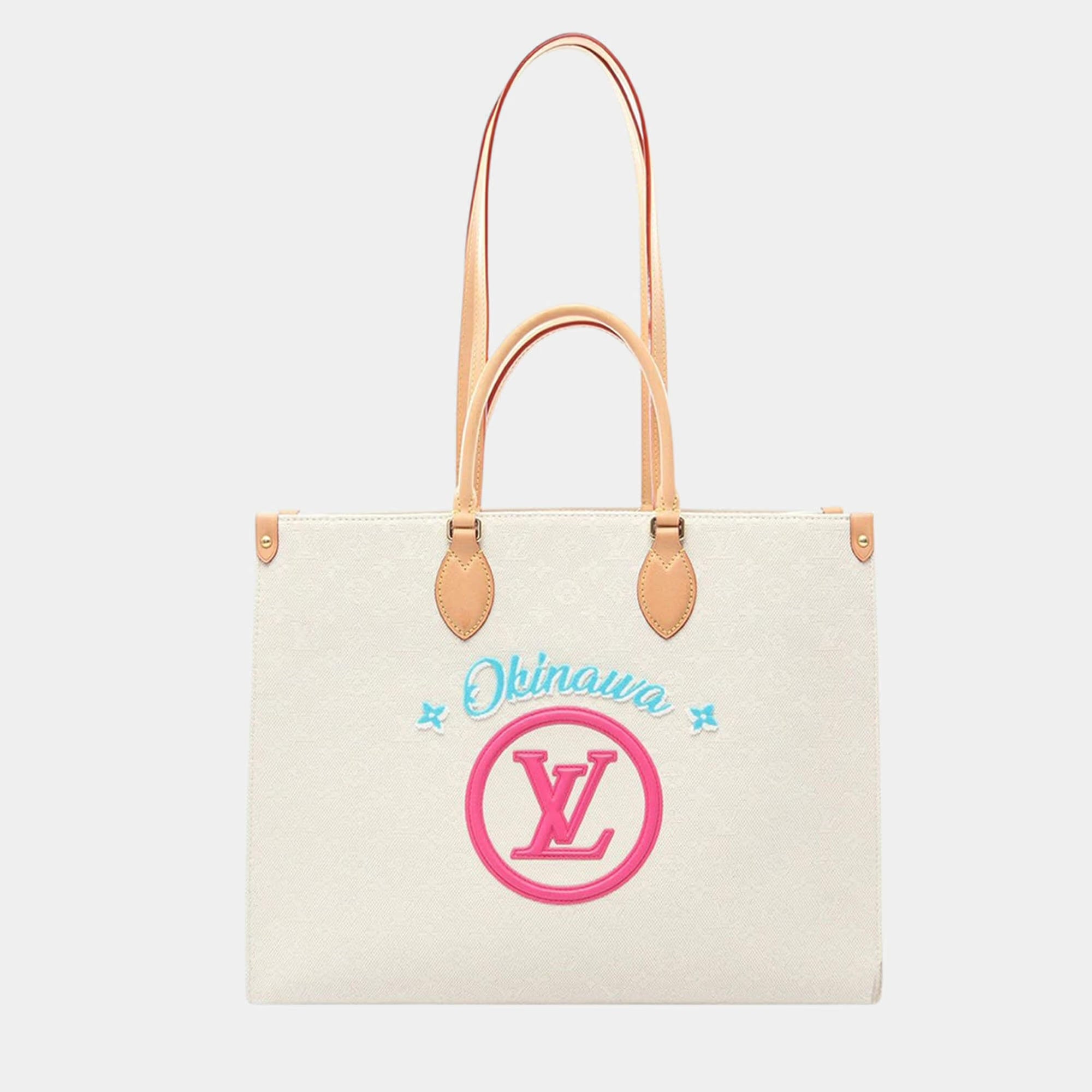 Louis Vuitton OnTheGo GM Okinawa Off-White Monogram Jacquard Canvas Tote Bag