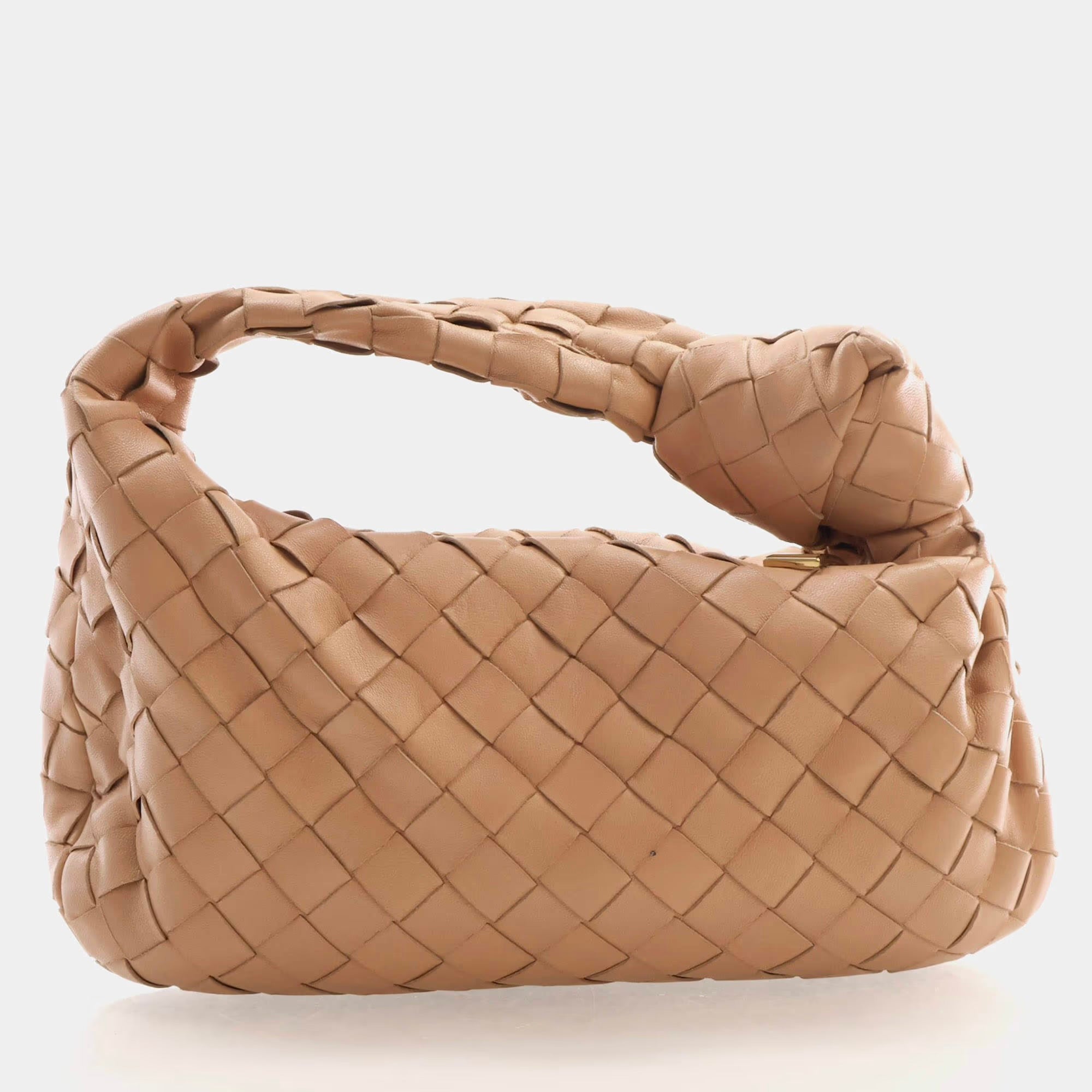Bottega Veneta Mini Jodie Almond Lambskin Leather Top Handle Bag