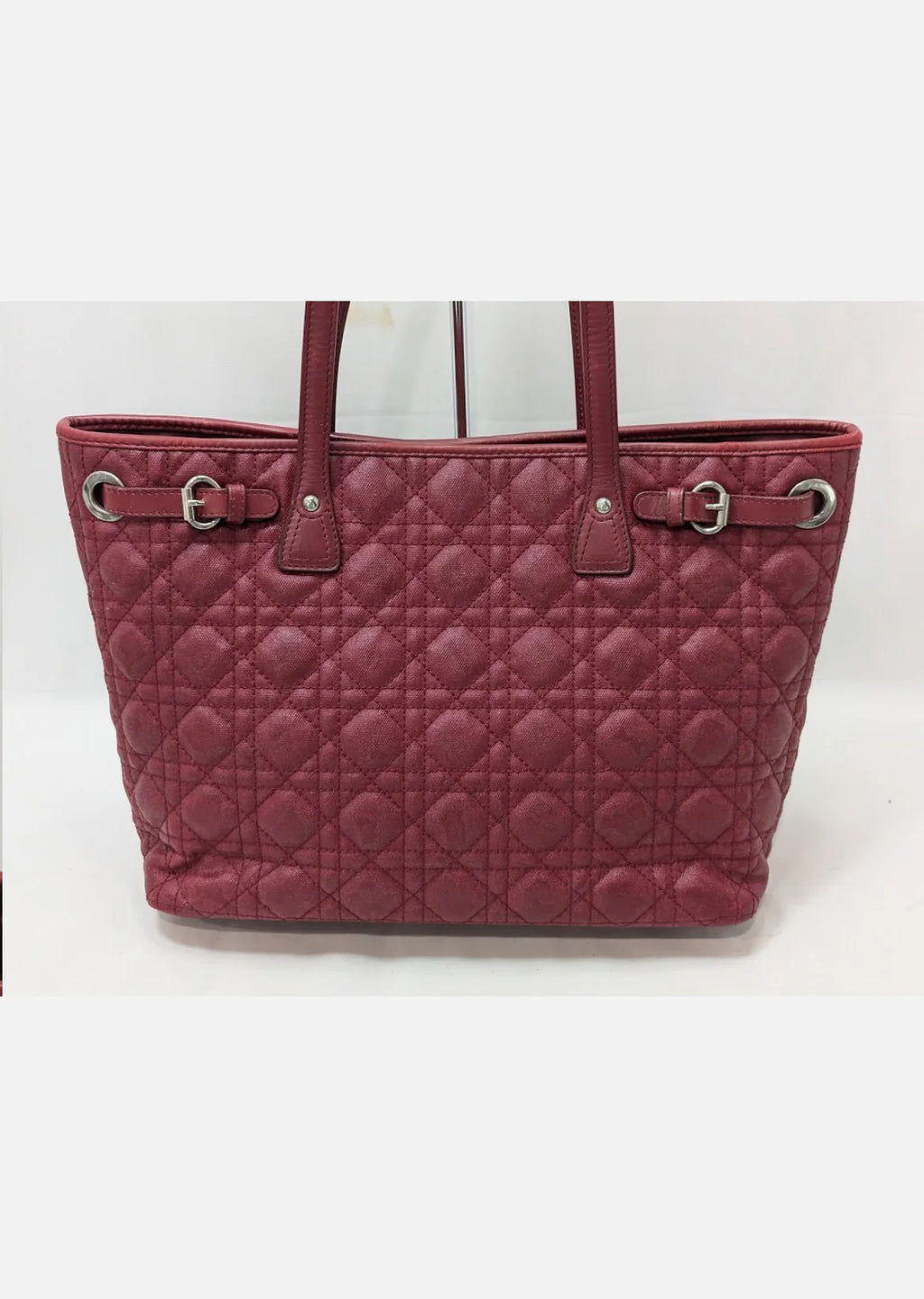 Christian Dior Cannage Panarea Leather Tote Bag Red