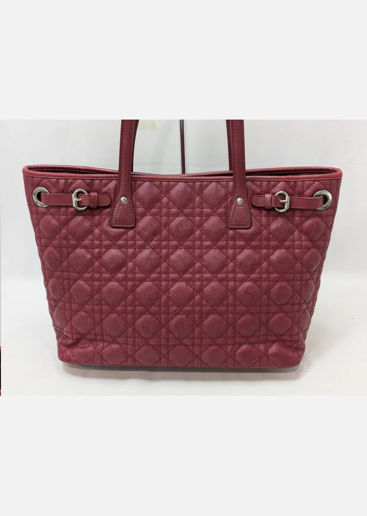 Christian Dior Cannage Panarea Leather Tote Bag Red