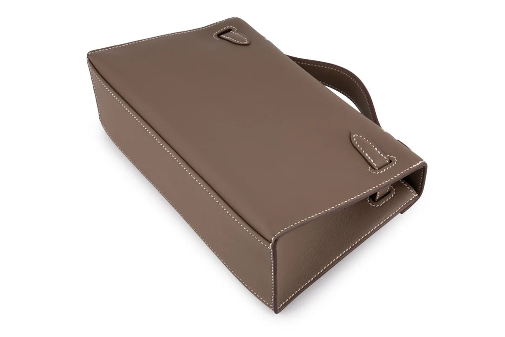 Hermès Mini Kelly Pochette Swift Calf Skin Etoupe GHW