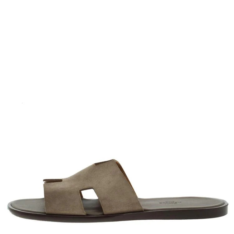 Hermes Light Brown Suede Izmir Sandals Size 43.5