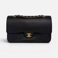 CHANEL MEDIUM PURE TIMELESS FLAP BLACK IN BLACK CAVIAR LEATHER WITH GOLD HARDWARE