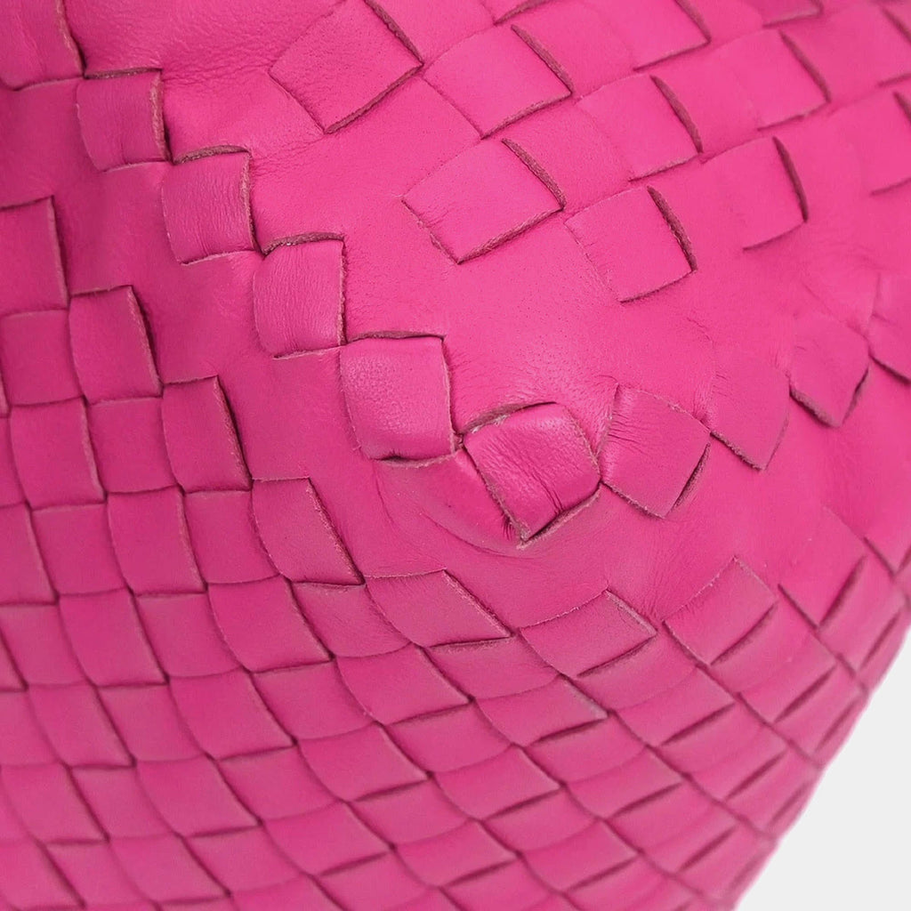 Bottega Veneta Intrecciato Barrel Pink Lambskin Leather Handbag