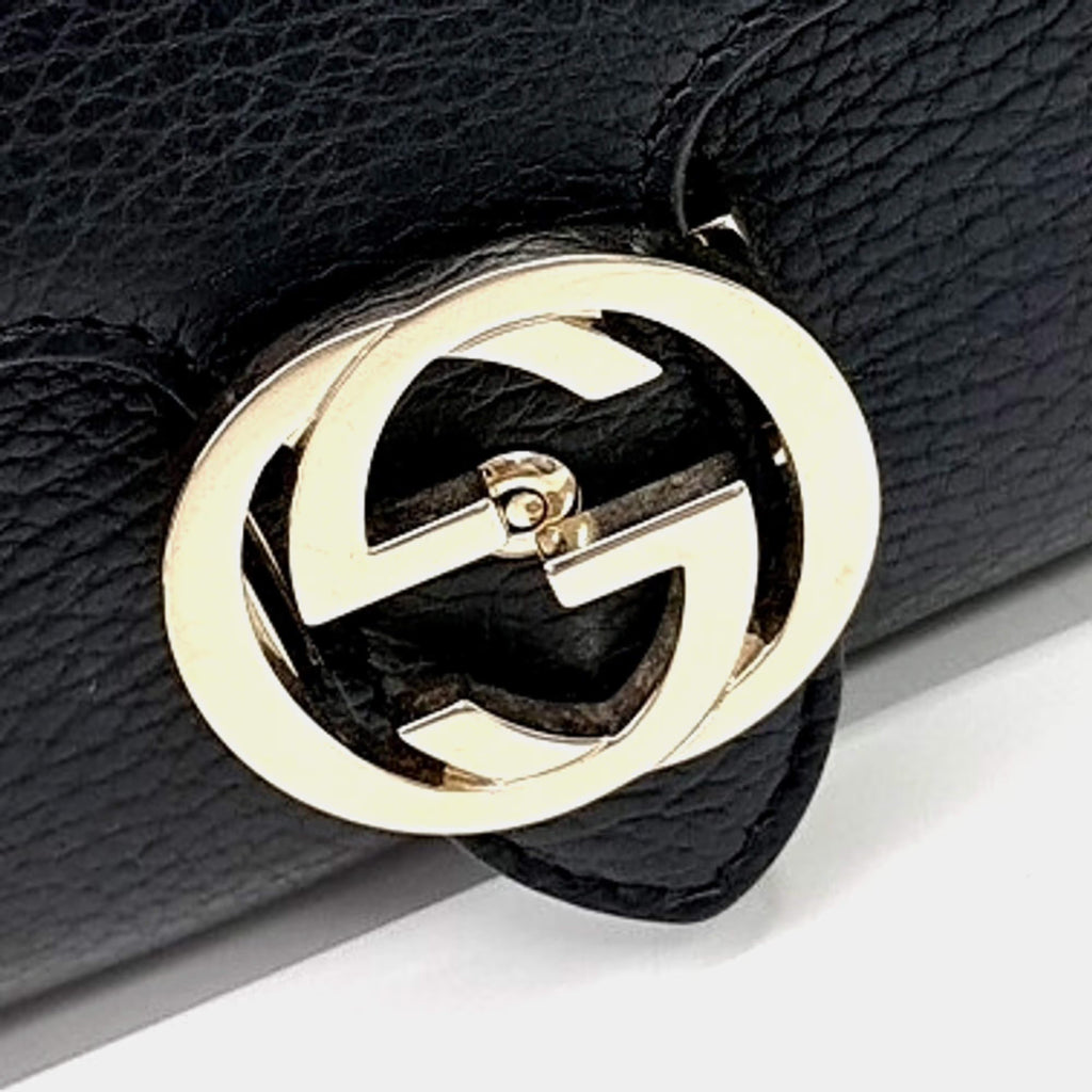 Gucci Interlocking Black Leather Chain Crossbody Bag