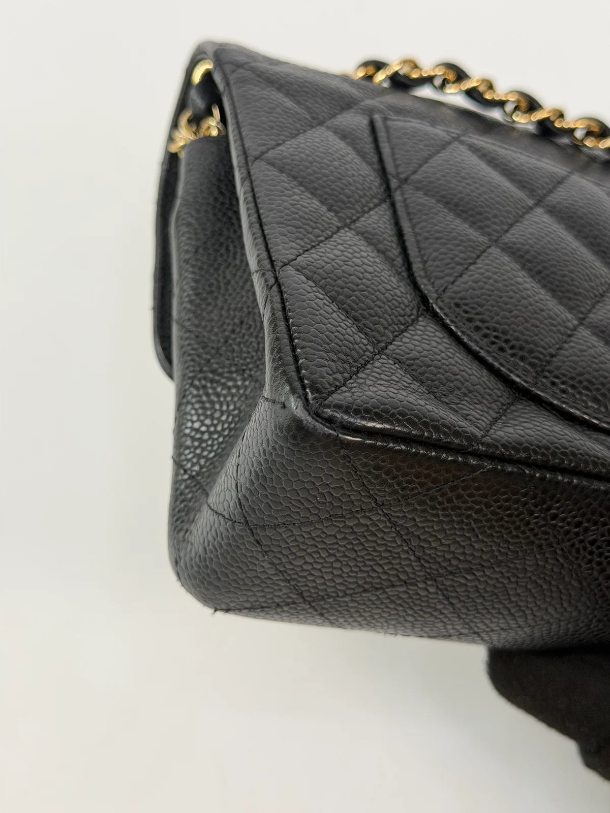 CHANEL SMALL CLASSIC DOUBLE FLAP IN BLACK CAVIAR LEATHER WITH GOLD HARDWARE
