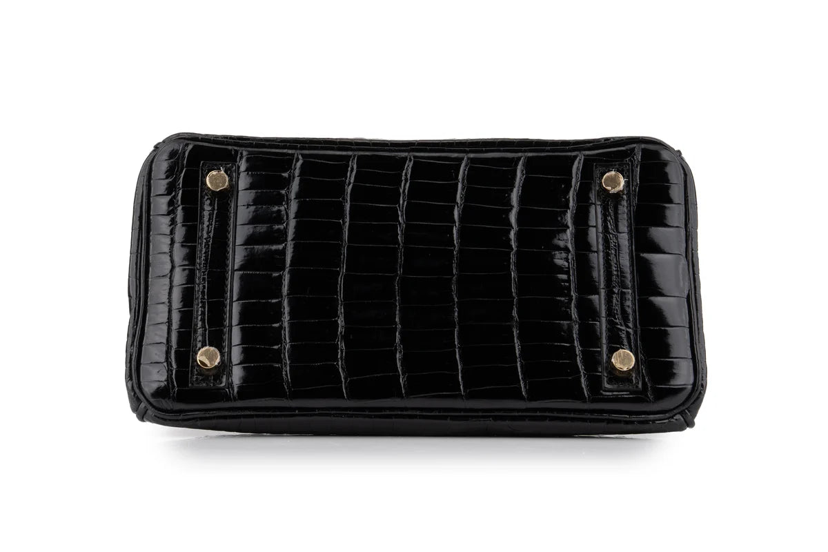 Hermès Birkin 25 Crocodile Porosus Noir GHW