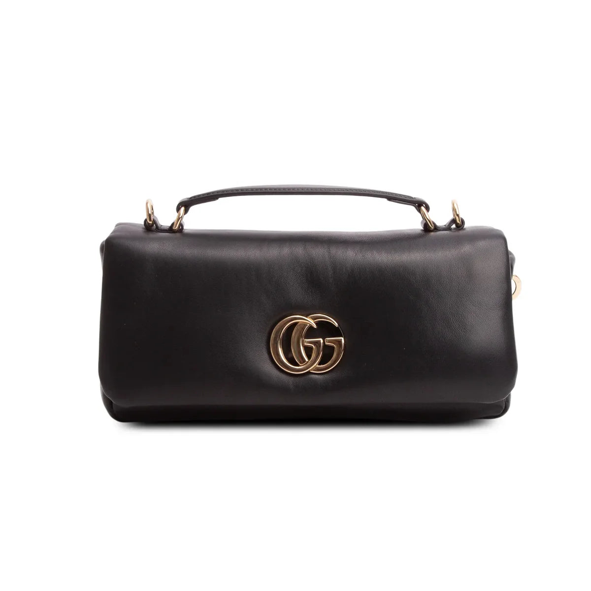 Gucci Black Lambskin Small GG Milano Top Handle Shoulder Bag