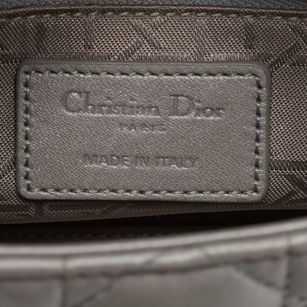 Dior Lady Dior Mini Silver Cannage Leather Tote
