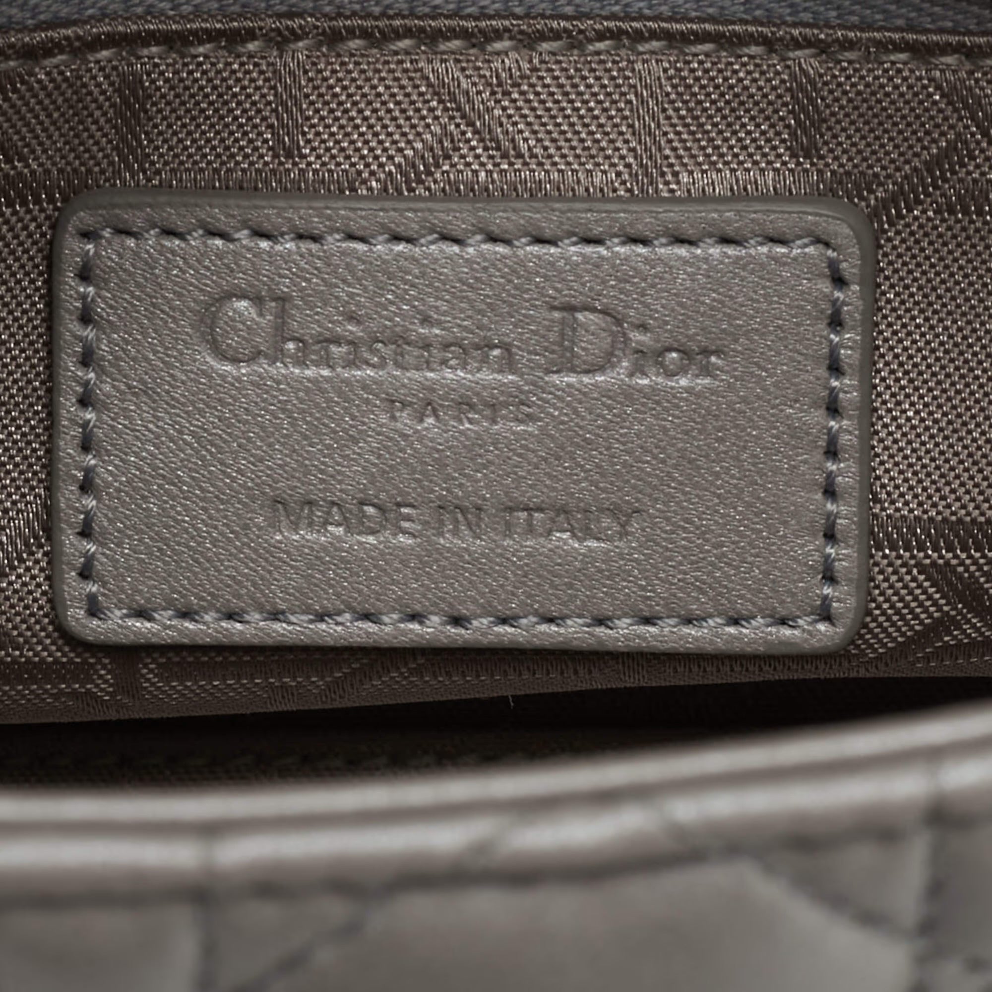 Dior Lady Dior Mini Silver Cannage Leather Tote