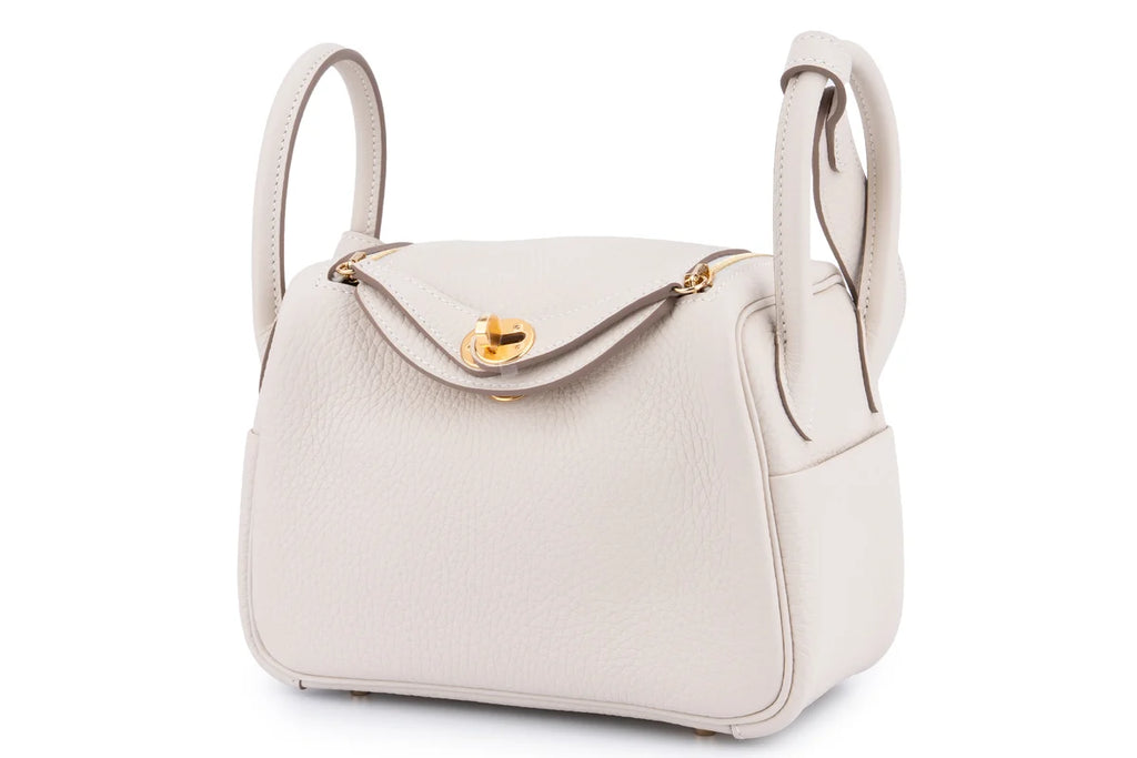 Hermès Mini Lindy Clemence Craie GHW
