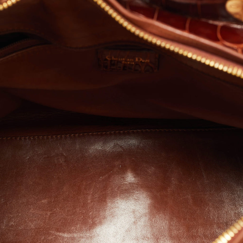 Dior Lady Dior Large Brown Crocodile Tote