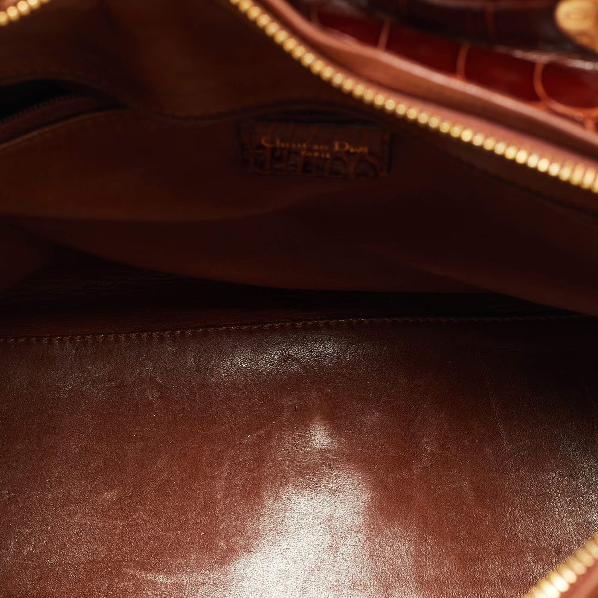 Dior Lady Dior Large Brown Crocodile Tote