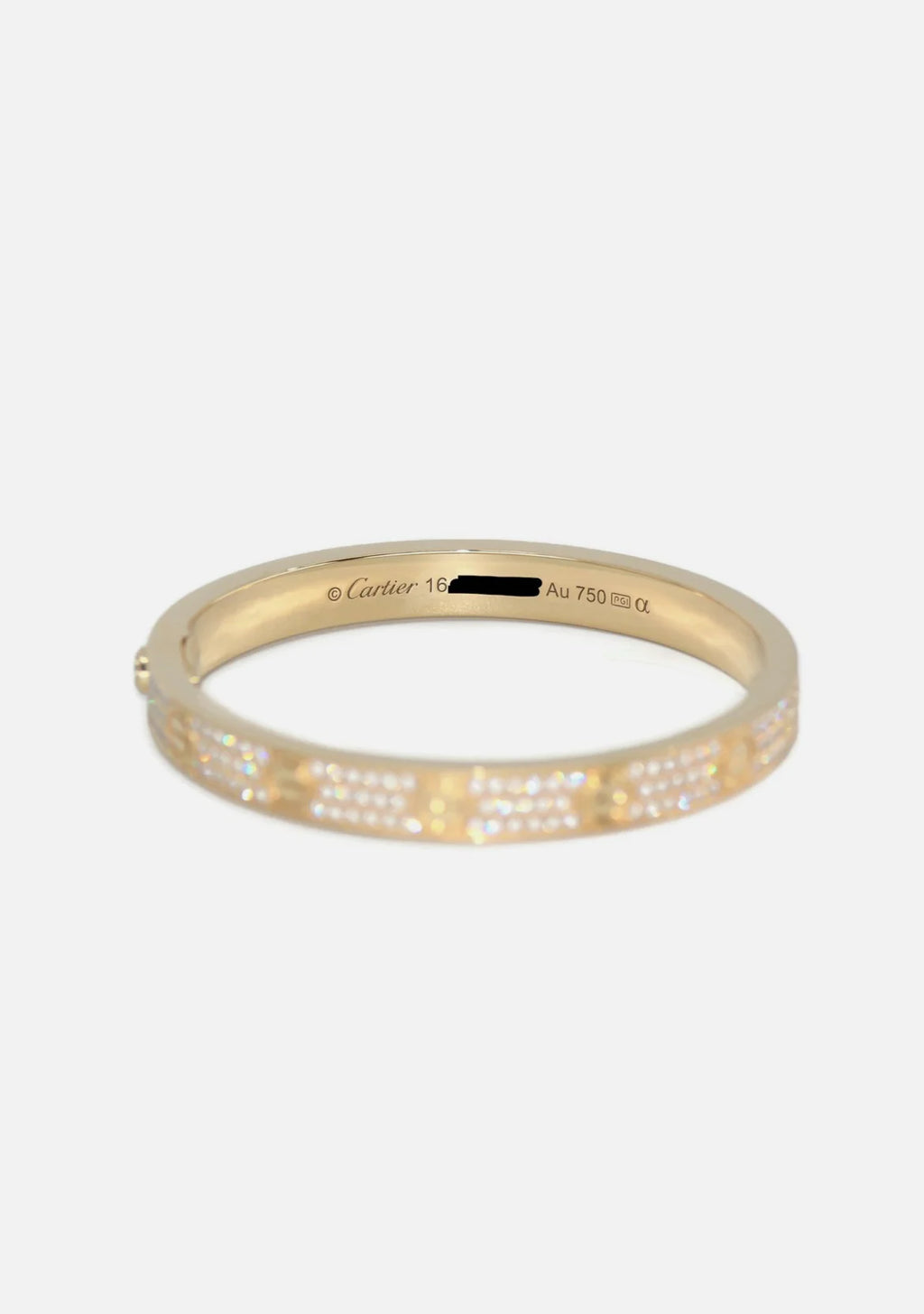 Cartier Diamond Pave 18K Yellow Gold Love Bracelet Size 16