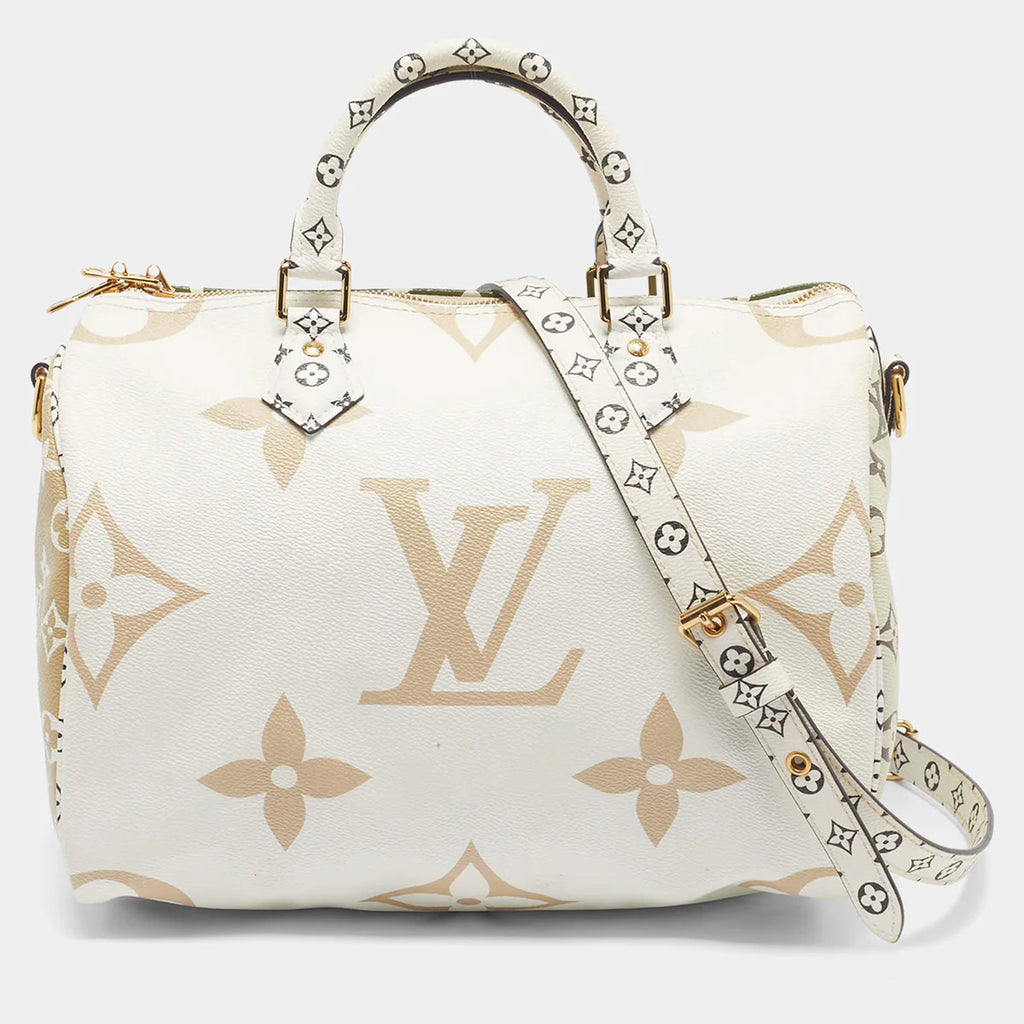 Louis Vuitton Speedy Bandouliere 30 Khaki/White Monogram Giant Canvas Bag