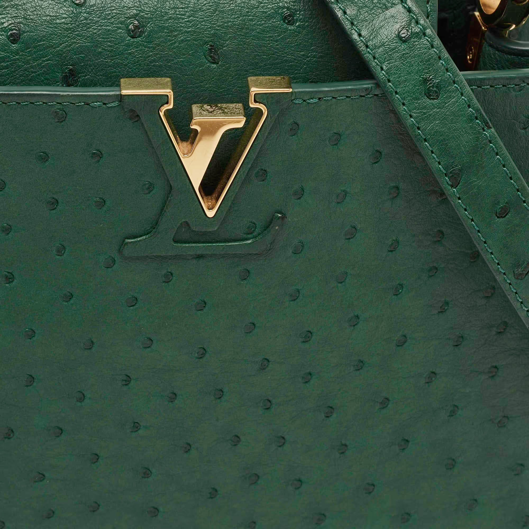 Louis Vuitton Capucines BB Green Ostrich Top Handle Bag