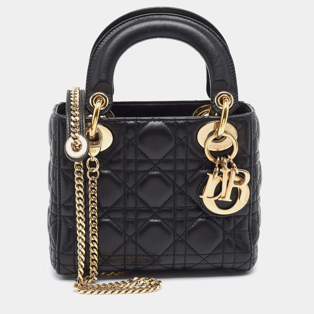 Dior Lady Dior Mini Black Cannage Leather Tote