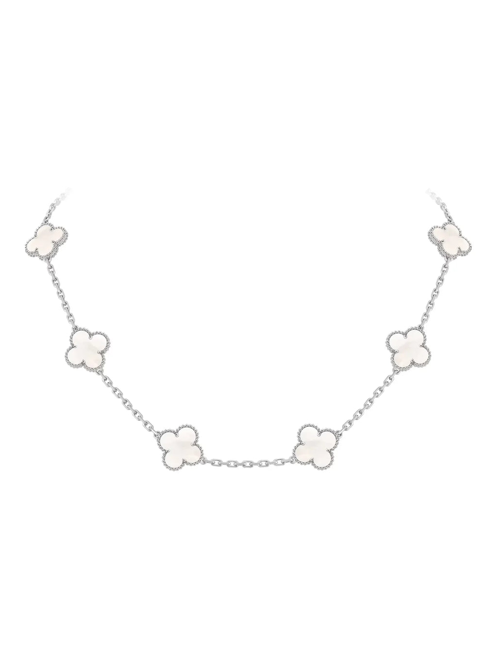 Van Cleef And Arpels Vintage Alhambra 10 Motifs Necklace White Mother Of Pearl