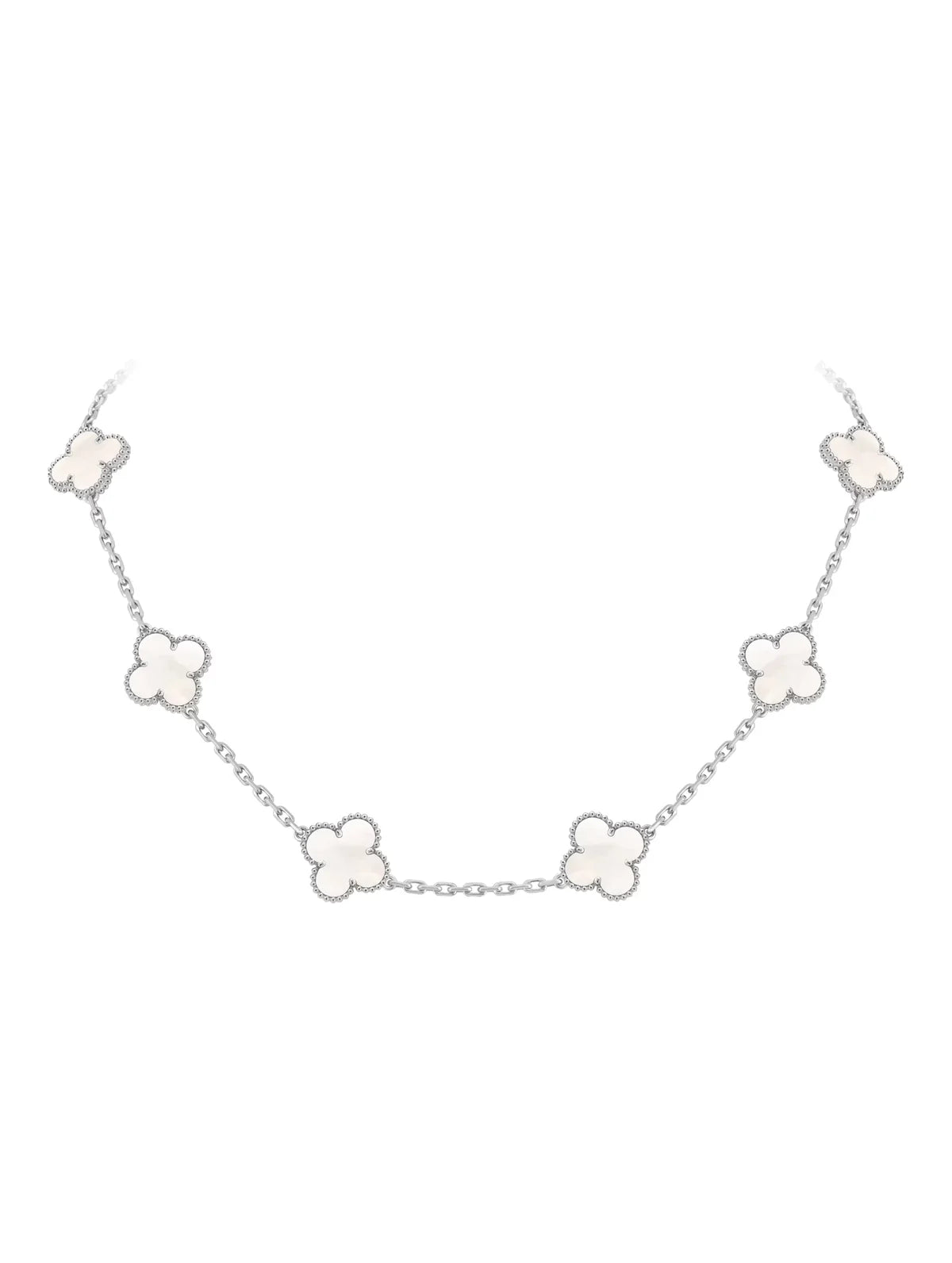 Van Cleef And Arpels Vintage Alhambra 10 Motifs Necklace White Mother Of Pearl