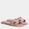 Hermes Rose Cancan Calfskin Oran Sandals Size 36