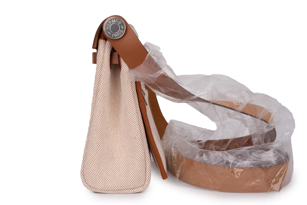 Hermès Herbag Mini Ecru Toile Fauve Naturel PHW