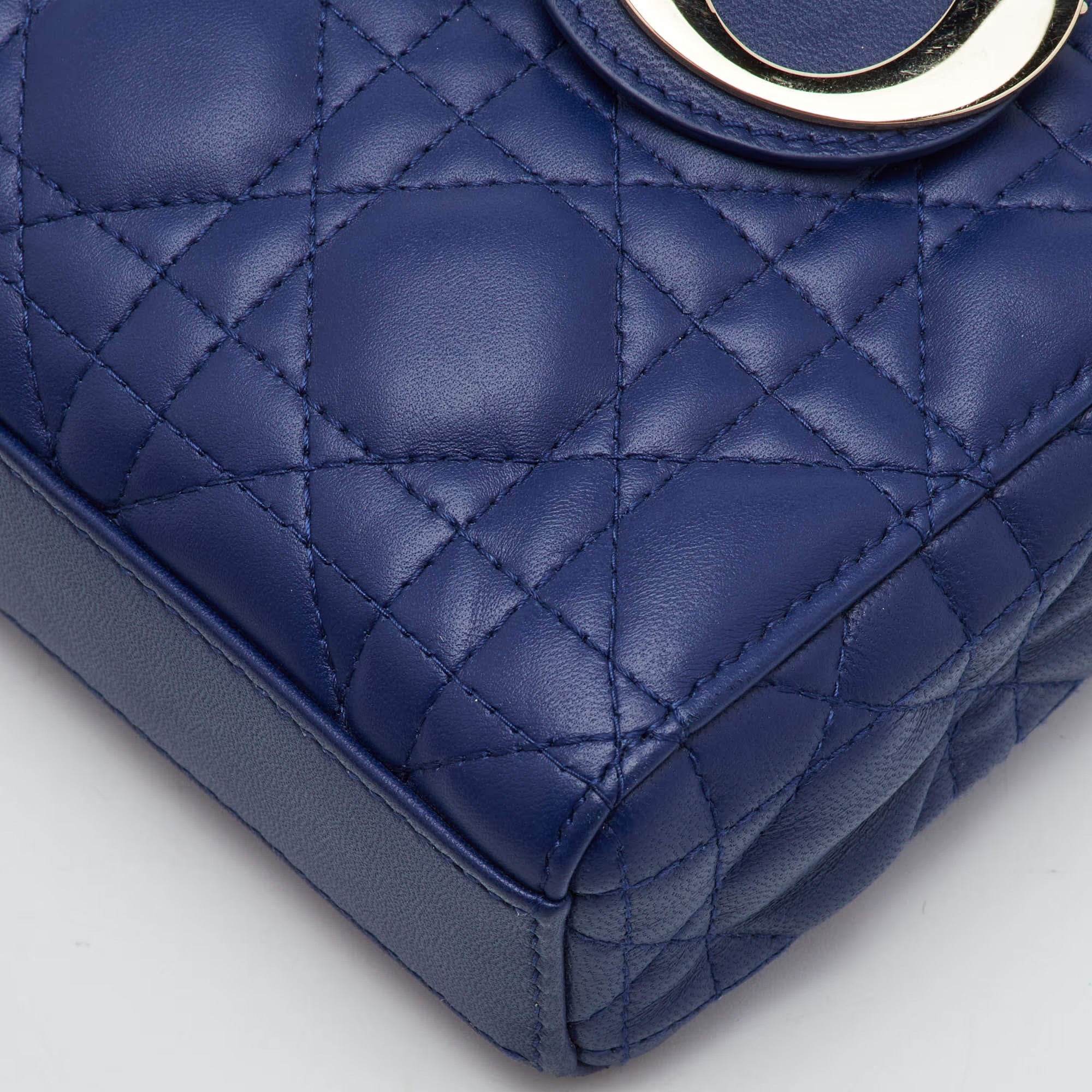 Dior Lady D-Joy Medium Navy Blue Cannage Leather Tote