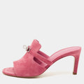 Hermes Cute Size 38 Pink Suede Slide Sandals