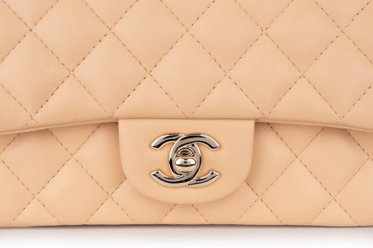 Chanel Mini Rectangle Flap Lambskin Beige LGHW