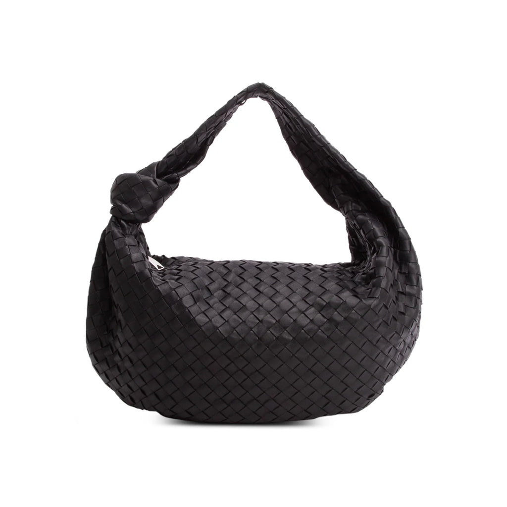 Bottega Veneta Black Intrecciato Leather Large Jodie Bag