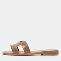 Hermes Beige Lizard Oran Slide Sandals Size 35