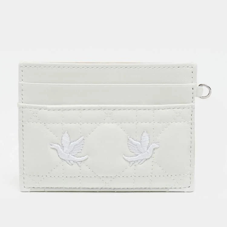 Dior Lady Dior Freesia White Cannage Leather Card Holder