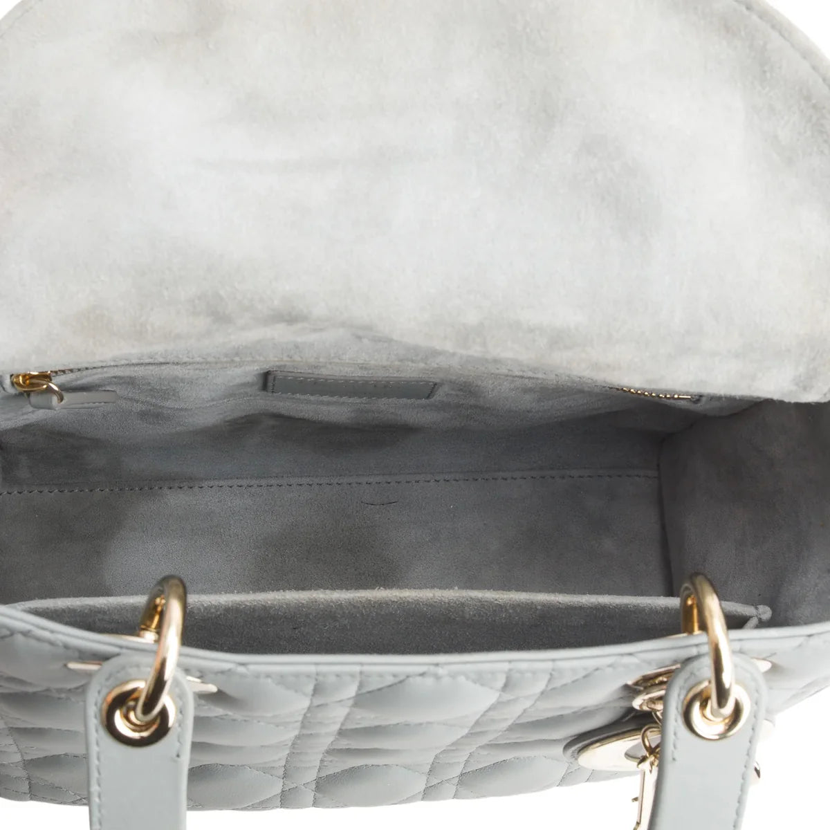 Christian Dior 2021 Grey Cannage Lambskin Leather Medium Lady Dior Bag