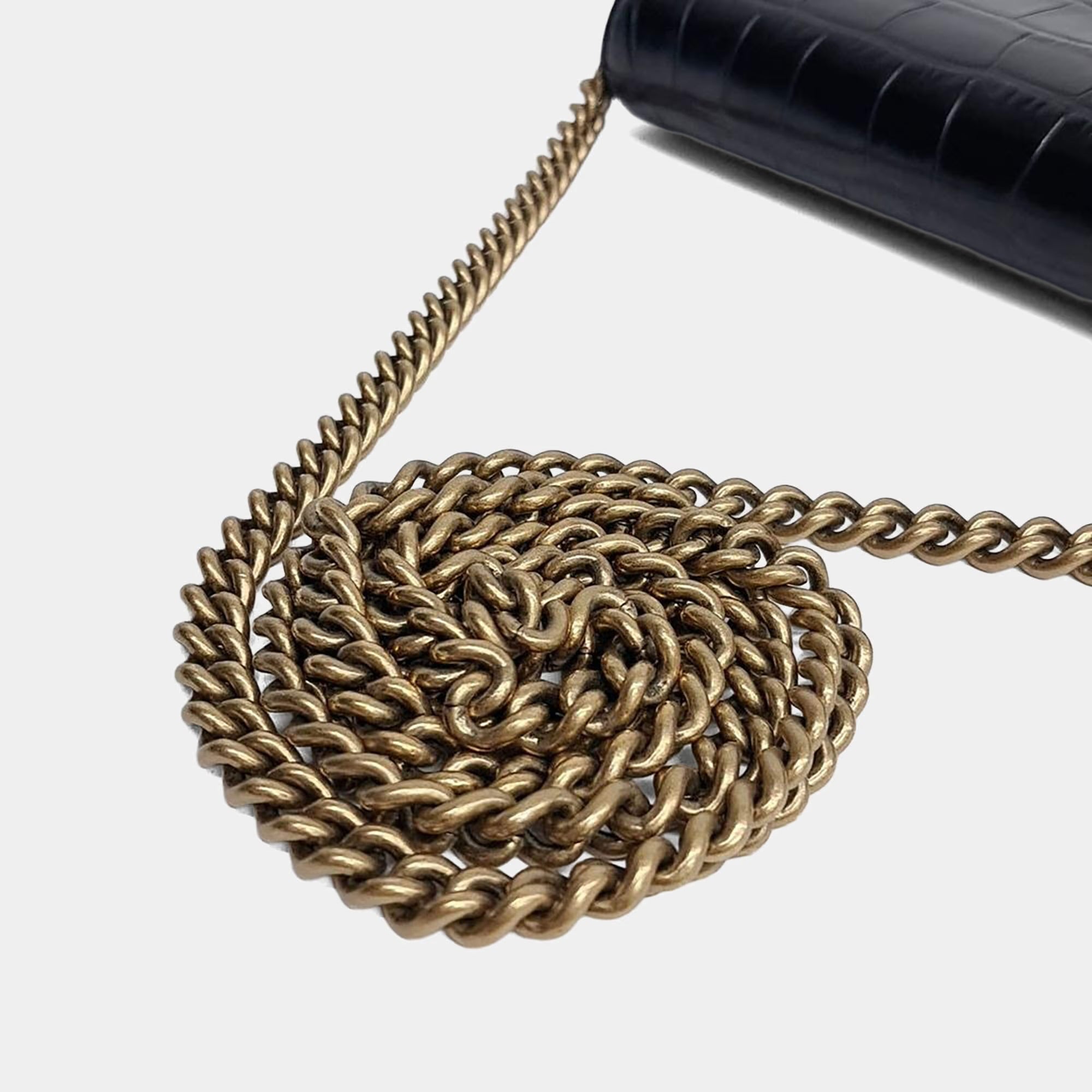 Balenciaga B Black Leather Chain Crossbody Bag