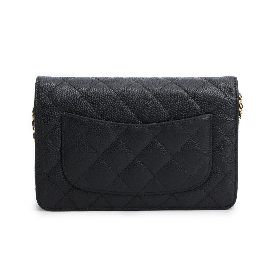 Chanel Black Caviar Quilted Classic Wallet on Chain