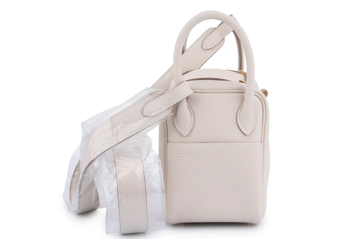 Hermès Mini Lindy Clemence Craie GHW