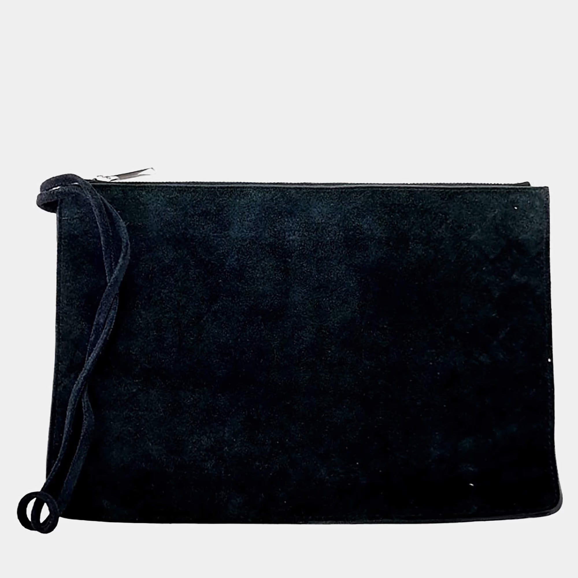 Bottega Veneta Black Leather Mesh Cutch