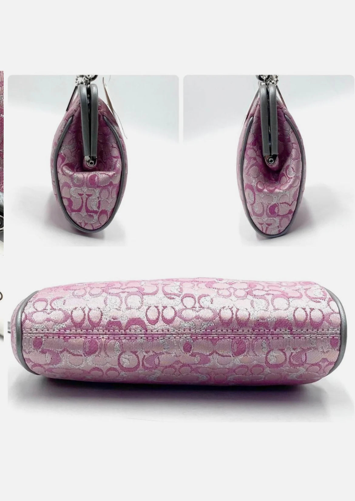 Coach Pink Canvas Leather Clutch Handbag