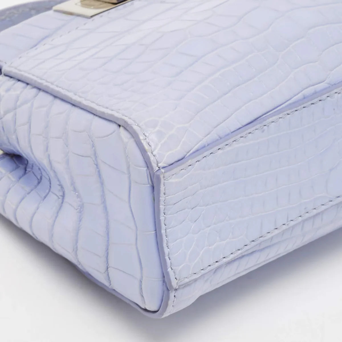 Fendi Light Blue Crocodile Micro Peekaboo Top Handle Bag