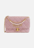 Chanel Pink Lambskin Shoulderbag With Gold Hardware