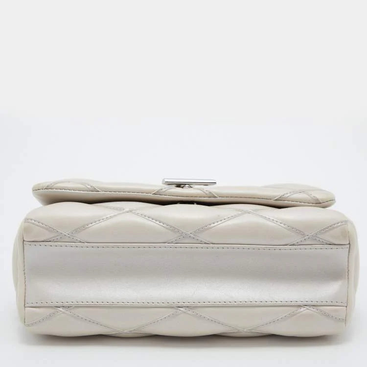 Louis Vuitton Silver Quilted Lambskin Leather GO-14 Malletage PM Bag