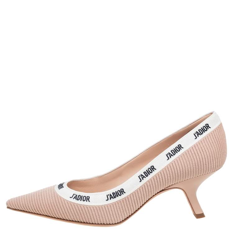 Dior Beige/White Canvas J'Adior Pointed Toe Pumps Size 39.5