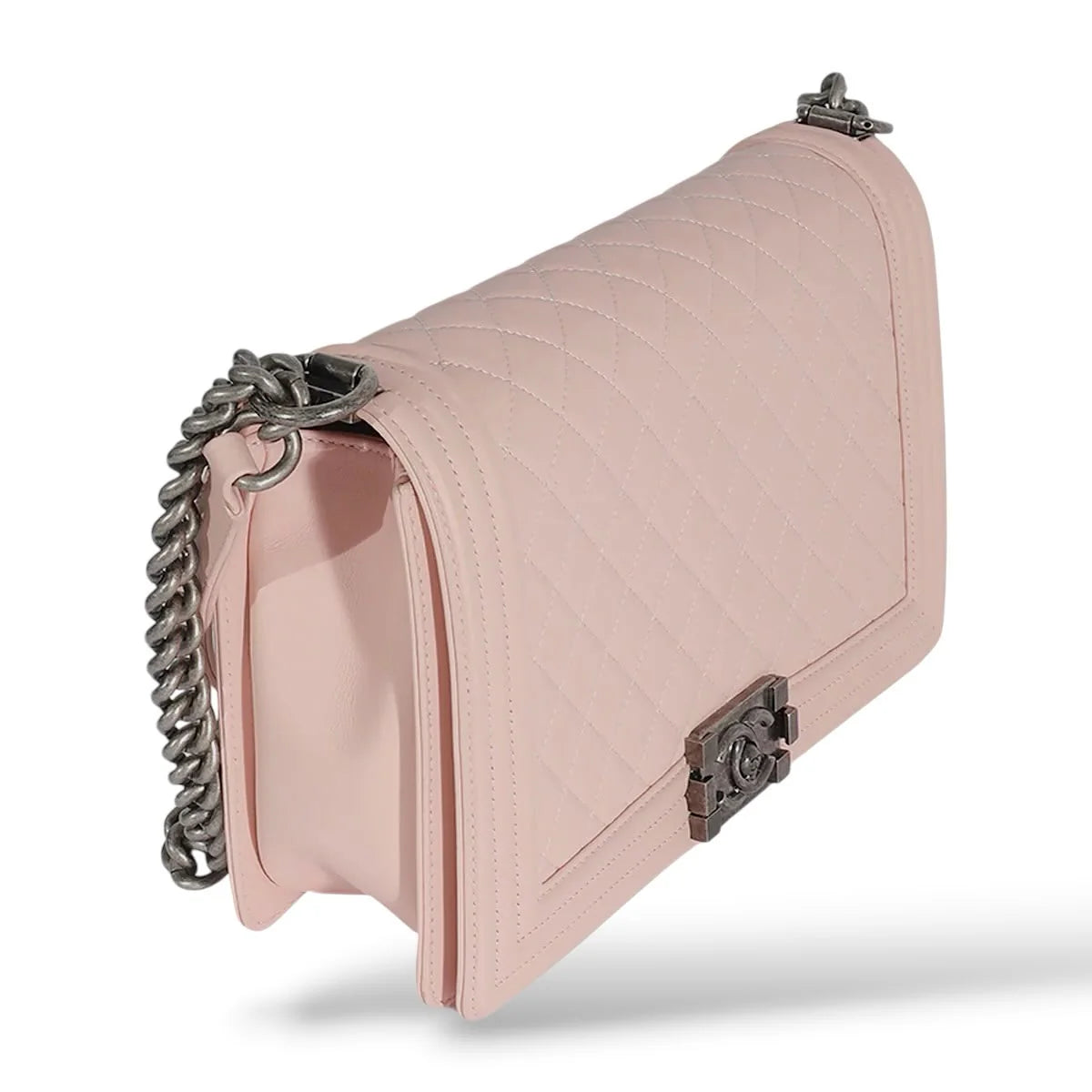 Chanel Light Pink Quilted Old Medium Swift Boy Bag