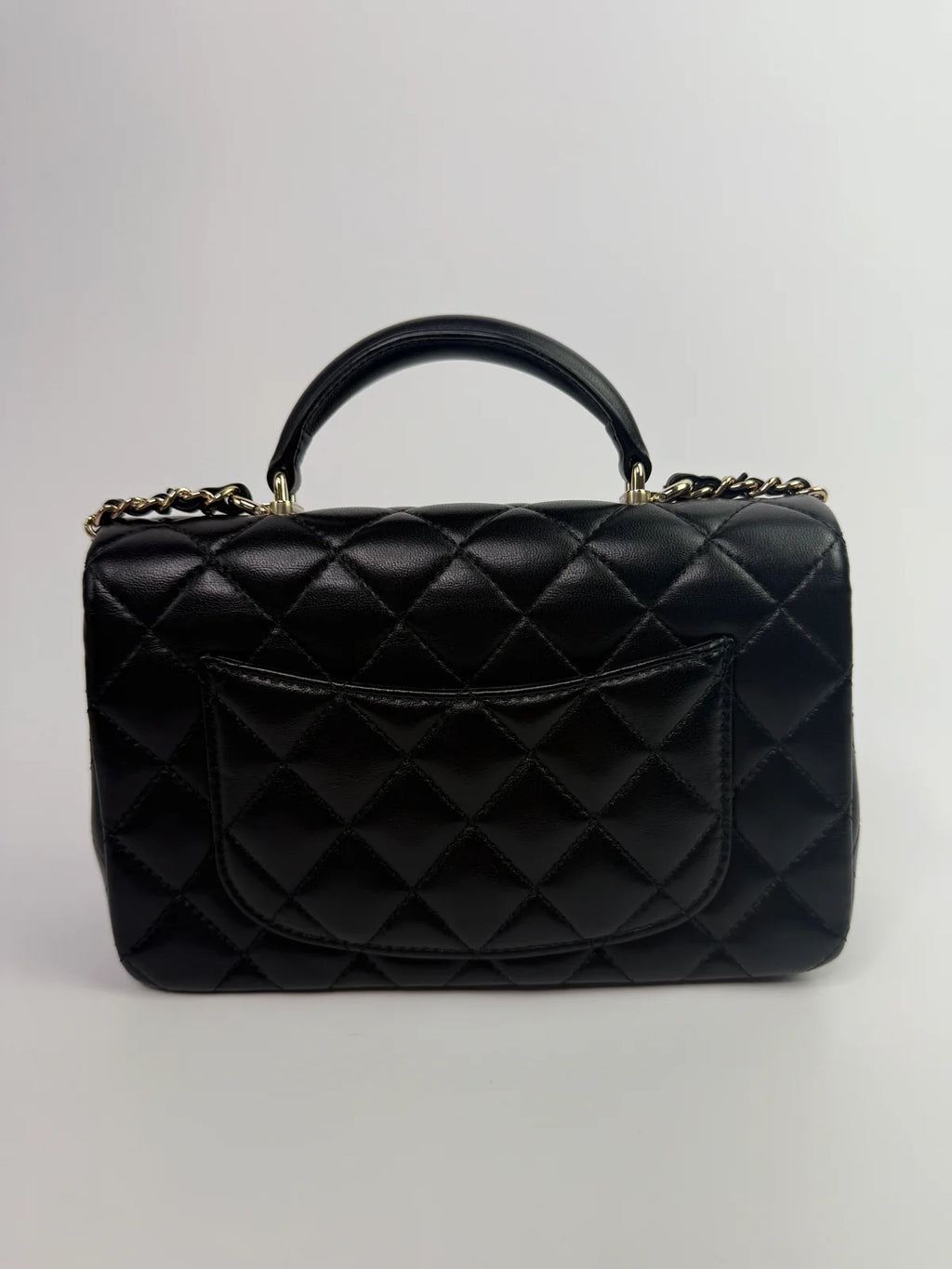 CHANEL MINI RECTANGLE TOP HANDLE IN BLACK LAMBSKIN WITH PGHW