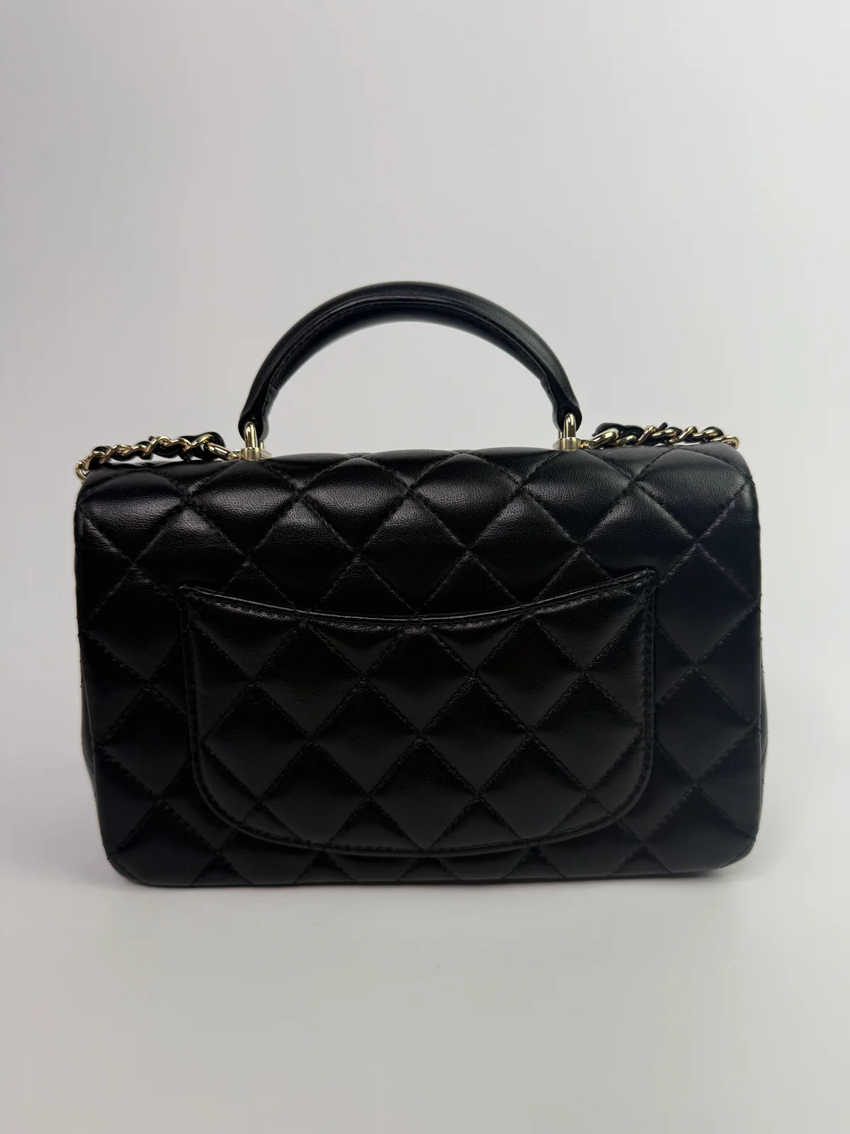 CHANEL MINI RECTANGLE TOP HANDLE IN BLACK LAMBSKIN WITH PGHW